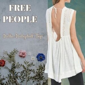 FREE PEOPLE Bella Open Back w/Tie Relaxed Fit Sleeveless Babydoll Top/NWT-MD